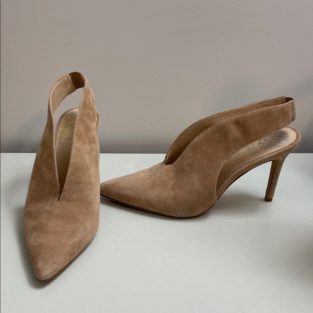 Vince Camuto Elegant Tan Slingback Heels